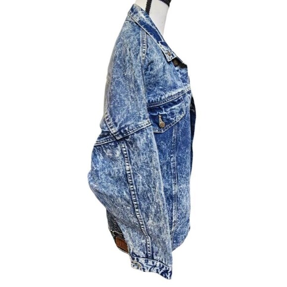 WHIPP Acid Wash Denim Jacket Size Medium Retro Look Oversized Heavy - Picture 3 of 13